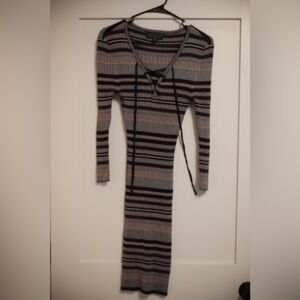 Chic Long Sleeve Striped Dress